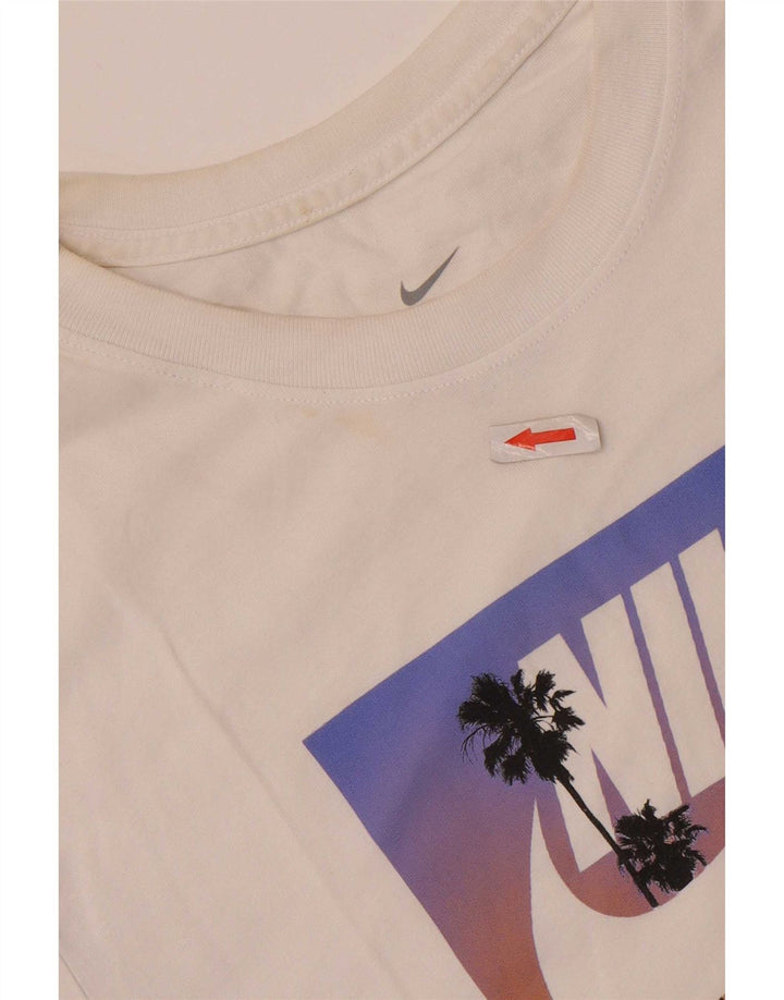 Ανδρικό γραφικό μπλουζάκι Nike, μεσαίο λευκό βαμβακερό