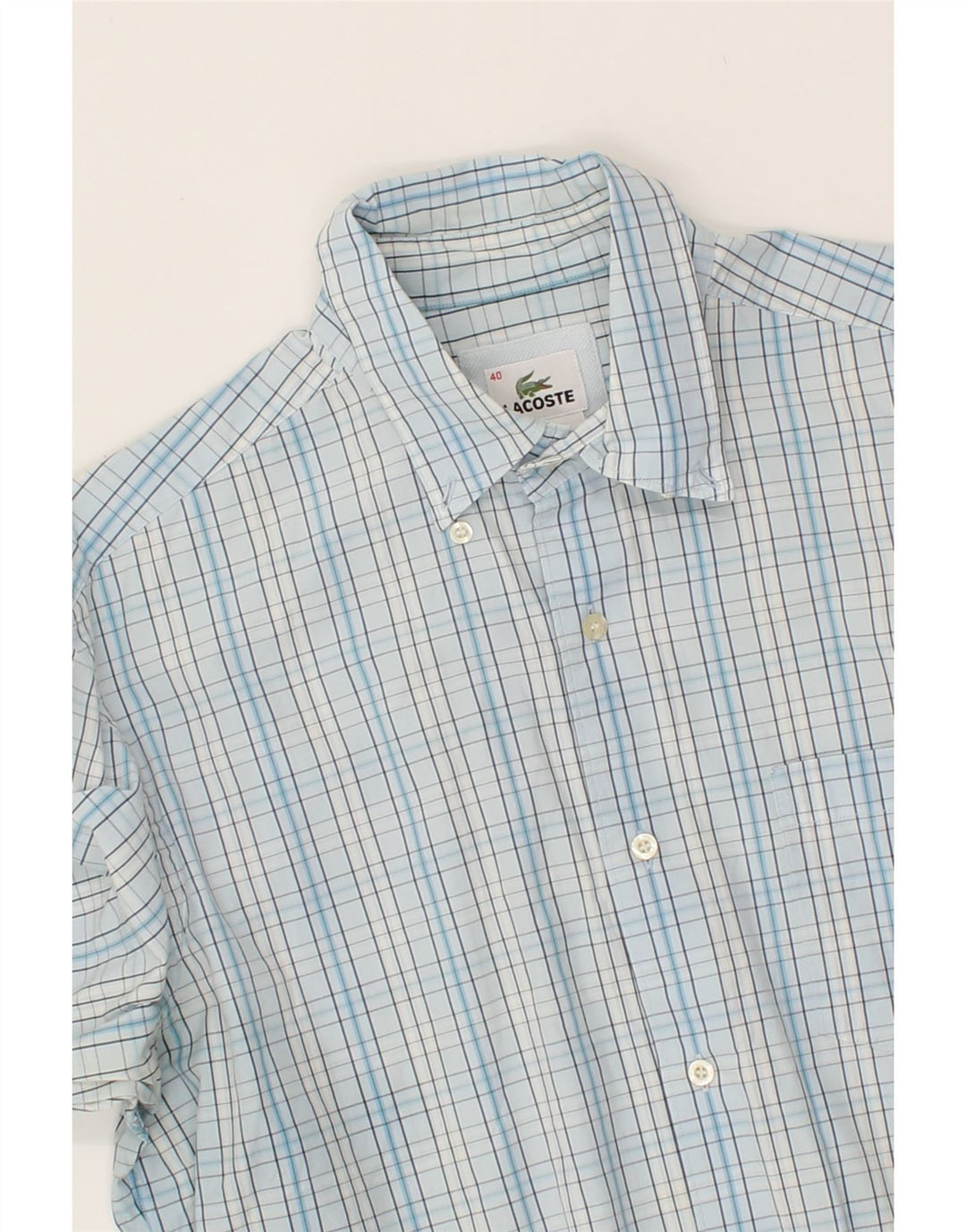 LACOSTE Mens Shirt Size 40 Medium Blue Check Cotton Vintage Lacoste and Second-Hand Lacoste from Messina Hembry 