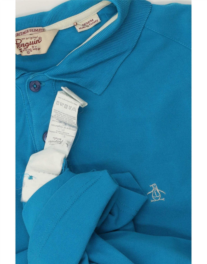 Ανδρικό πουκάμισο Polo Penguin Heritage Slim Fit, μεσαίο μπλε βαμβακερό