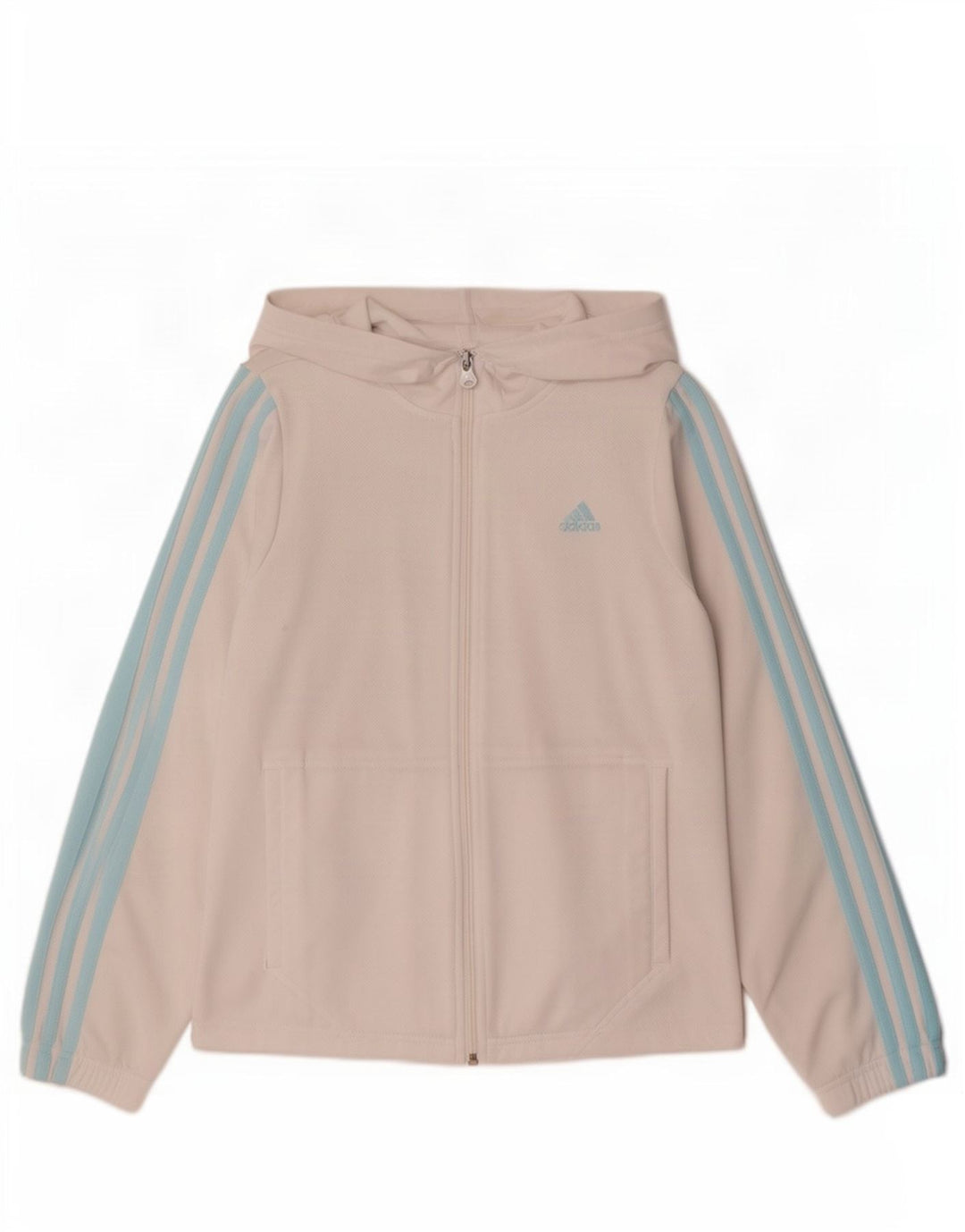Γυναικείο πουλόβερ με κουκούλα με φερμουάρ Adidas UK 12 μεσαίο λευκό πολυεστέρας
