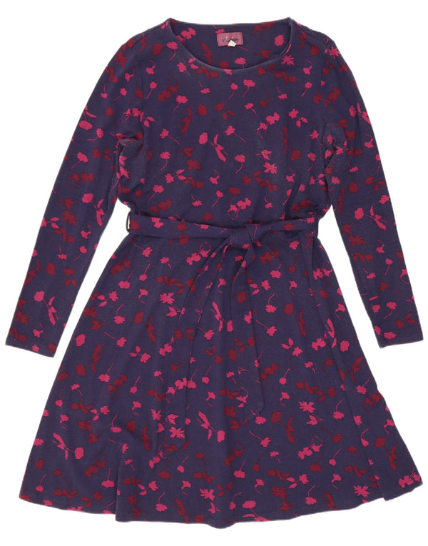 Joules Γυναικείο μακρυμάνικο φόρεμα A-Line UK 16 Μεγάλο Navy Blue Floral Viscose