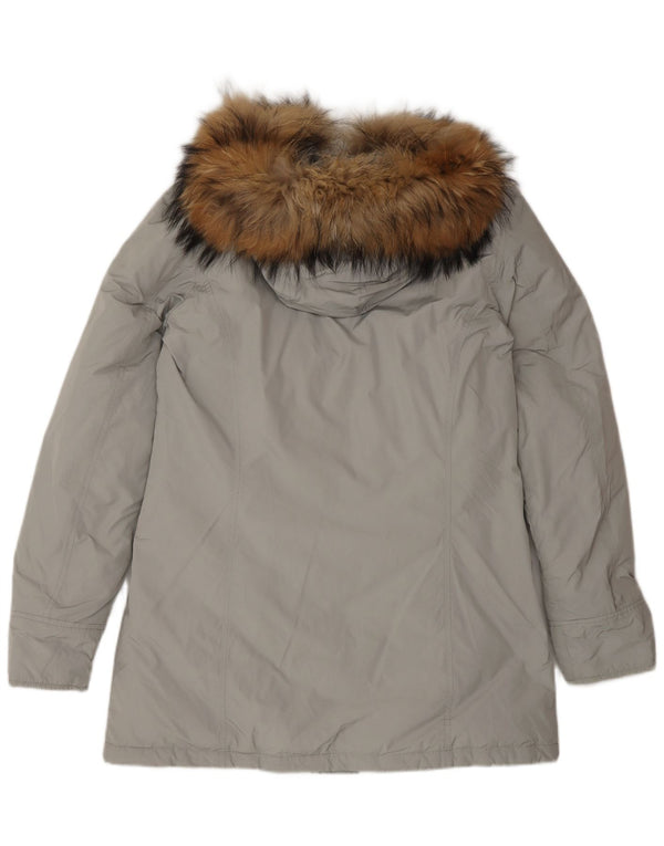 Woolrich Γυναικείο μπουφάν Parka με κουκούλα UK 16 Large Grey Polyester Winter
