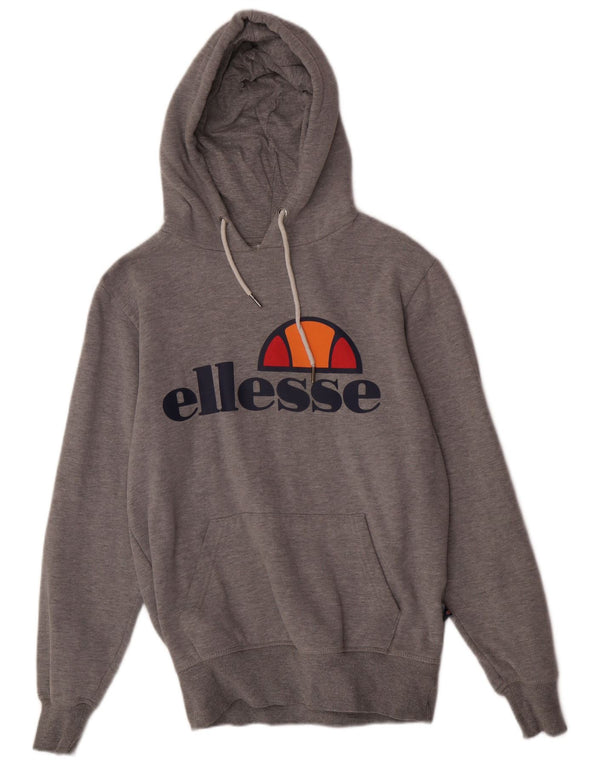 Ellesse Ανδρικά γραφικά κανονική εφαρμογή με κουκούλα, μικρό γκρι βαμβακερό