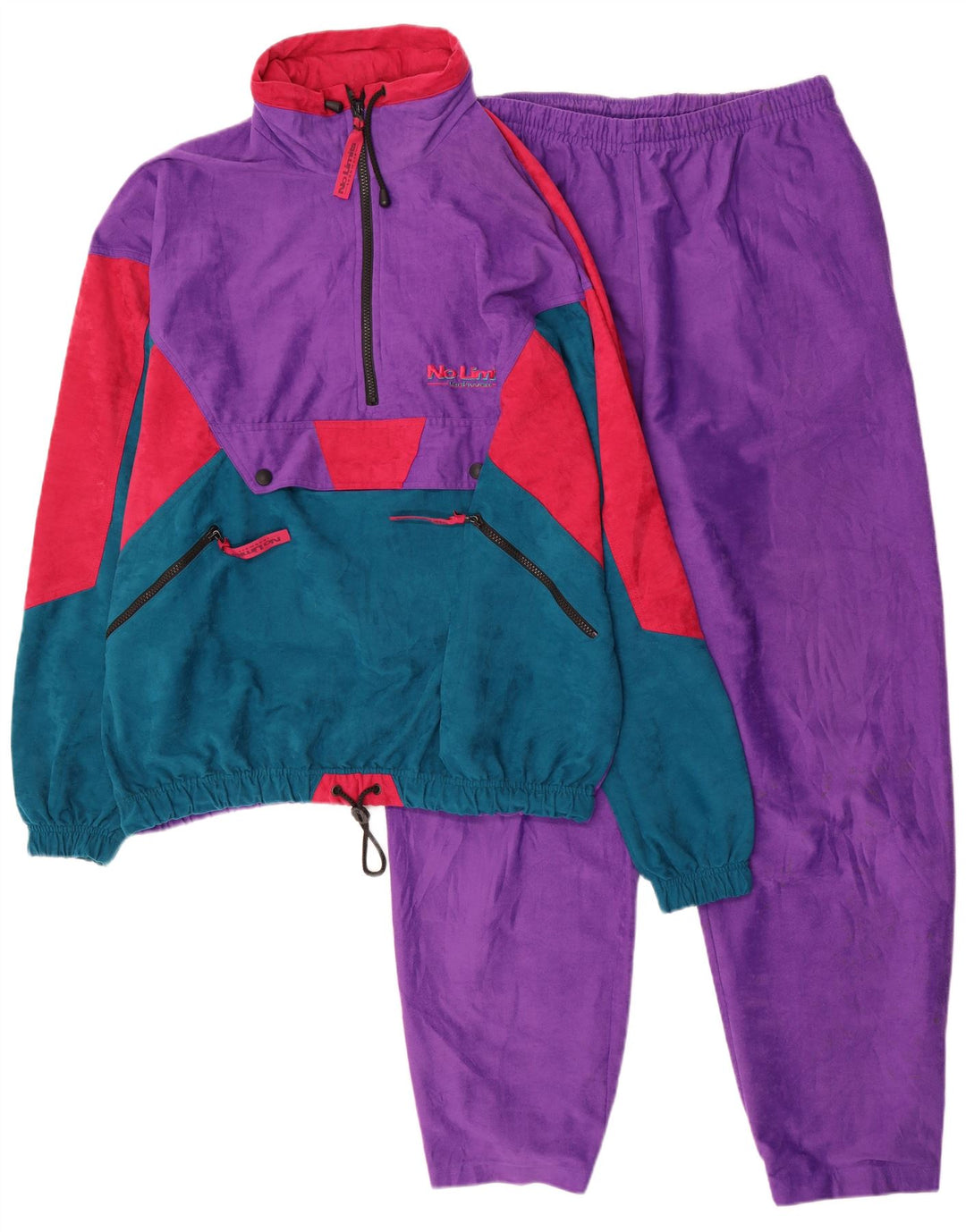 No Limits Ανδρική πουλόβερ με κουκούλα Full Trackssuit 2XL Purple Colourblock