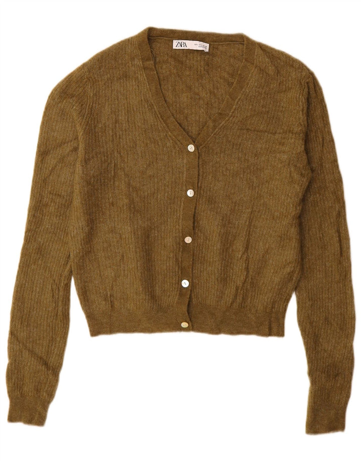 Zara Γυναικεία Ζακέτα UK 16 Large Khaki Polyamide