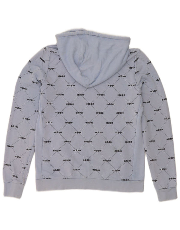 Adidas Γυναικείο Γραφικό Hoodie Jumper UK 10 Small Blue βαμβακερό
