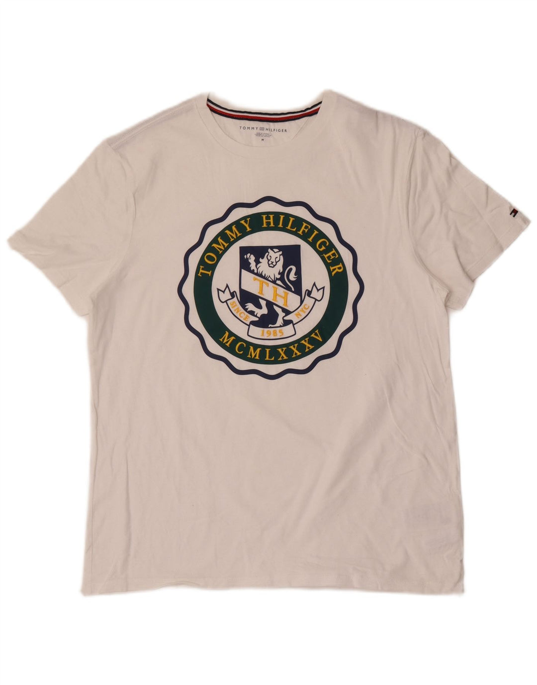Ανδρικό γραφικό T-Shirt Tommy Hilfiger Top Μεσαίο λευκό βαμβακερό