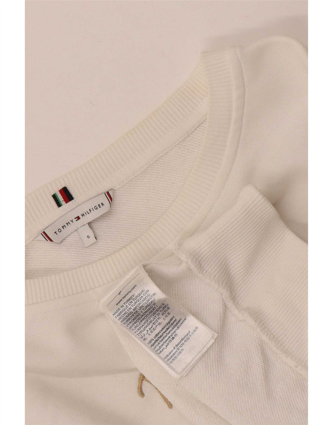 Tommy Hilfiger Γυναικεία γραφική μπλούζα μεγάλου μεγέθους Jumper UK 10 Small White