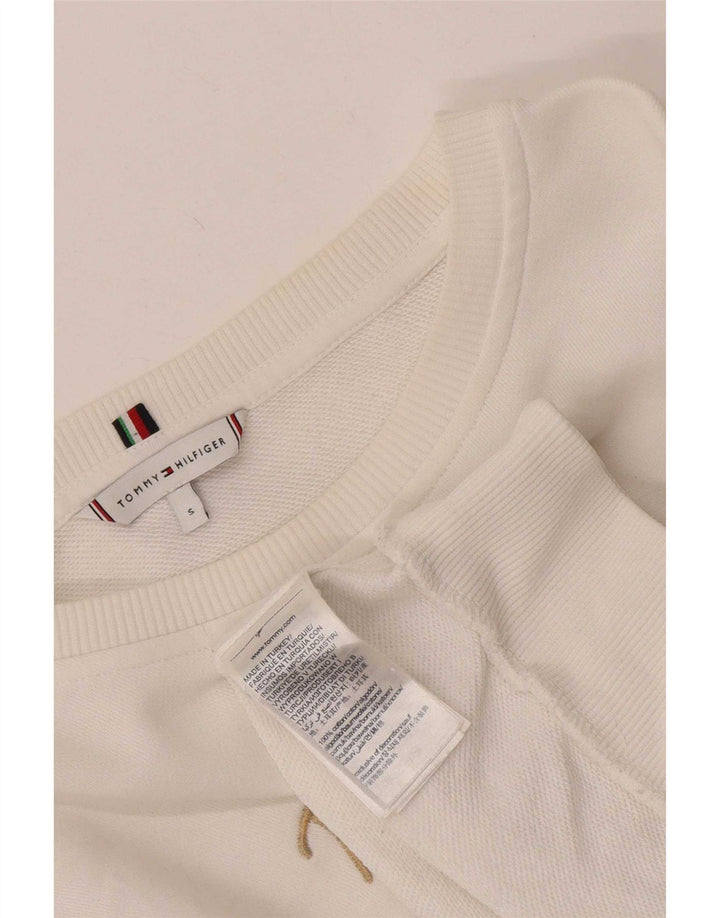 Tommy Hilfiger Γυναικεία γραφική μπλούζα μεγάλου μεγέθους Jumper UK 10 Small White