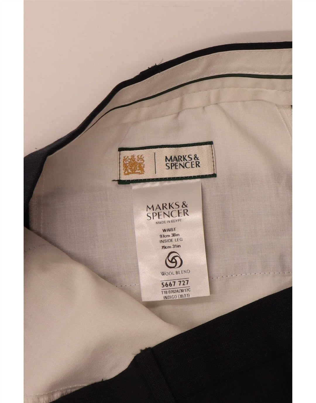 Ανδρικό ίσιο παντελόνι Marks & Spencer W38 L31 Navy Blue Polyester