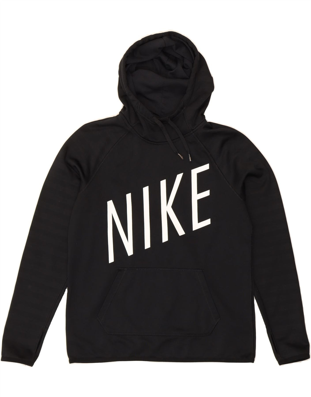 NIKE Womens Graphic Hoodie Jumper UK 14 Medium Black Polyester Vintage Nike and Second-Hand Nike from Messina Hembry 