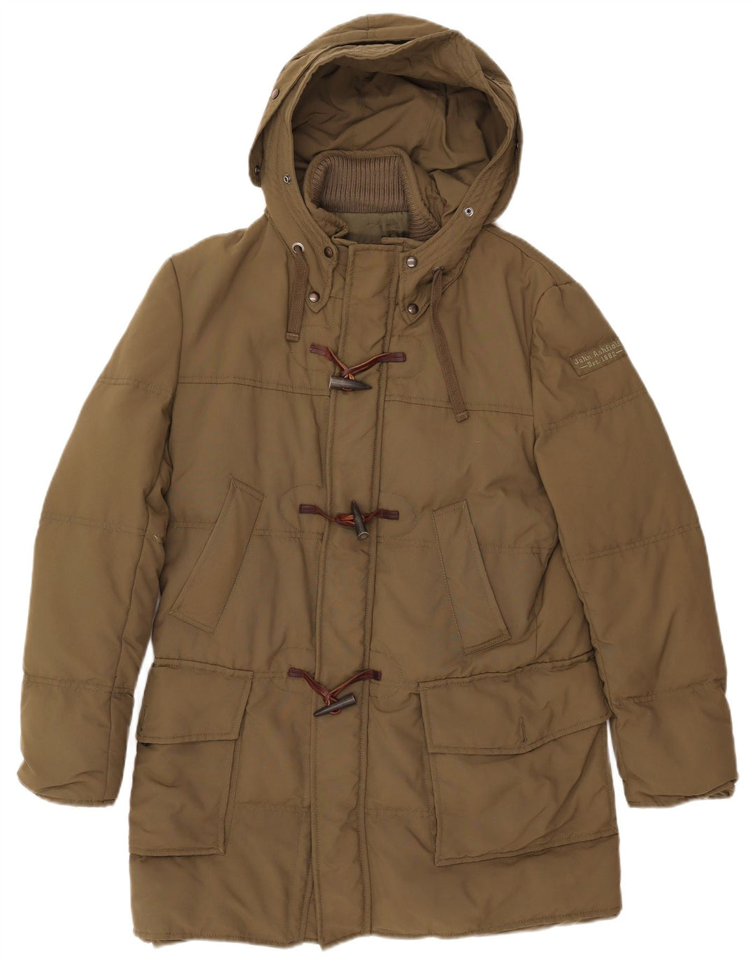 JOHN ASHFIELD Ανδρικό παλτό με κουκούλα με επένδυση UK 36 Small Khaki Nylon