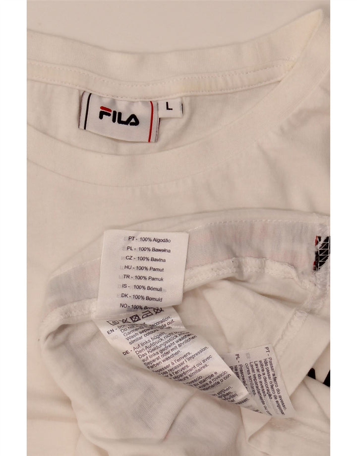 Ανδρικό γραφικό T-Shirt Fila Top μεγάλο λευκό βαμβακερό