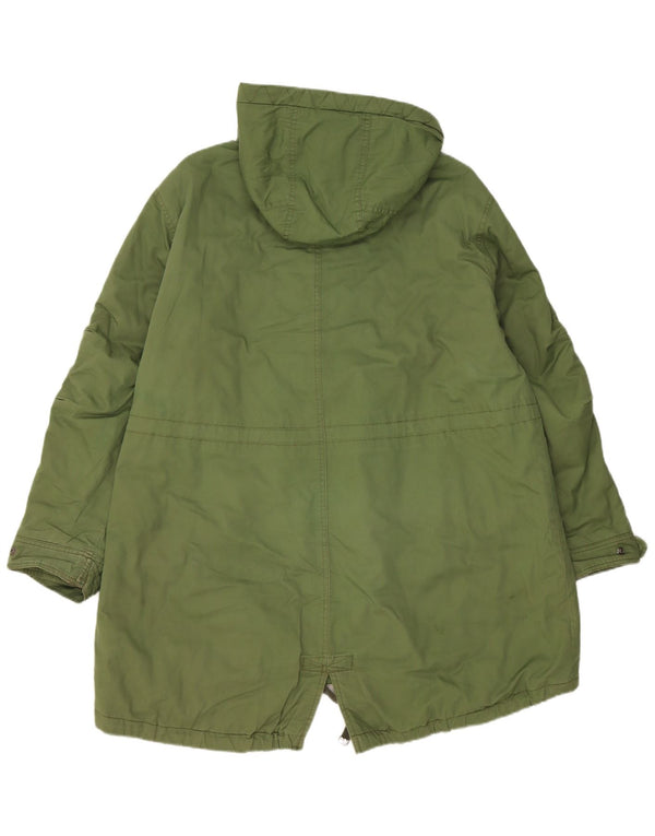 Topshop Γυναικείο μπουφάν Parka με κουκούλα μεγάλου μεγέθους UK 10 Μικρό πράσινο βαμβακερό