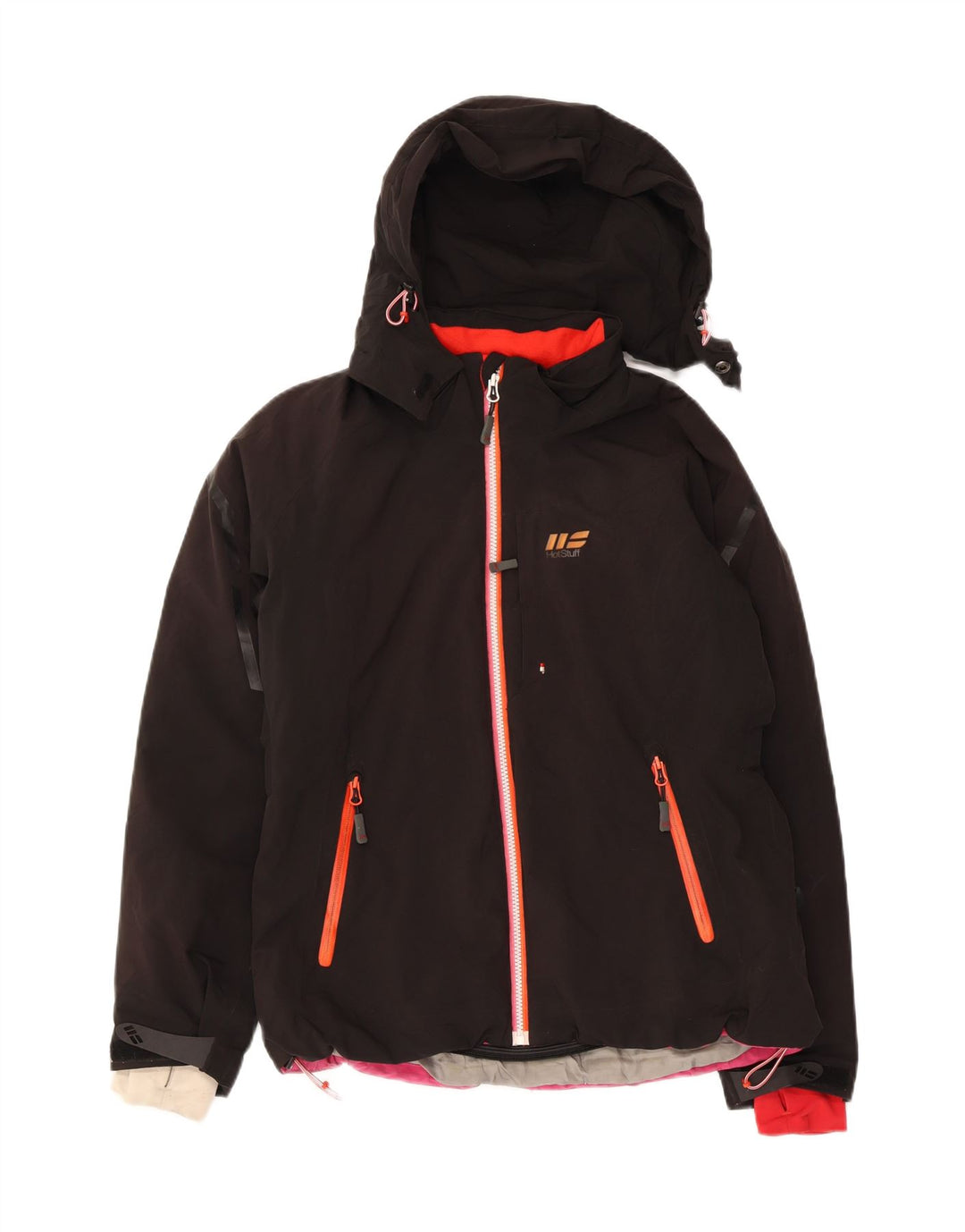 HOT STUFF Womens Hooded Windbreaker Jacket IT 46 Large Black Polyester