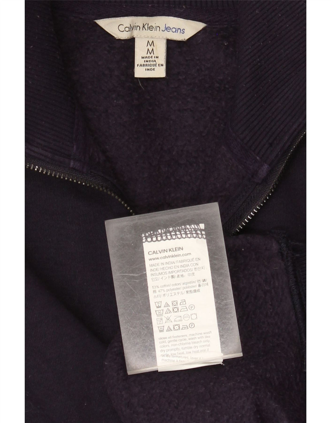 Ανδρικό φούτερ Calvin Klein Jeans με γραφικό φερμουάρ, Jumper Medium Navy Blue