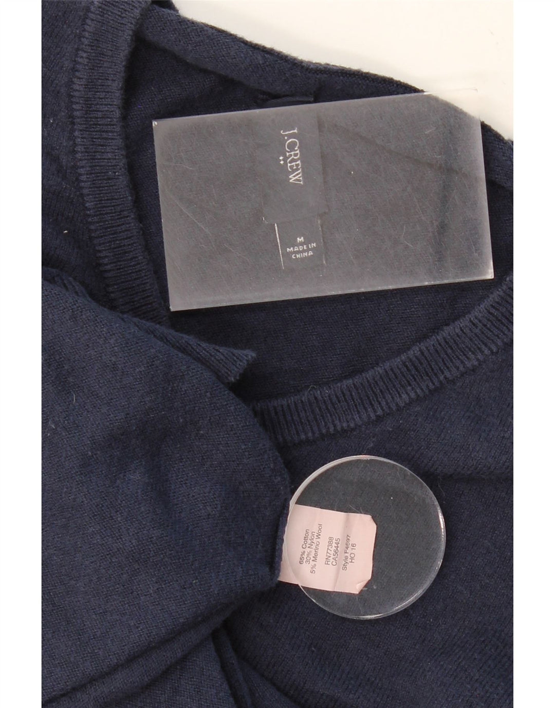 J. CREW Mens V-Neck Jumper Sweater Medium Navy Blue Cotton Vintage J. Crew and Second-Hand J. Crew from Messina Hembry 