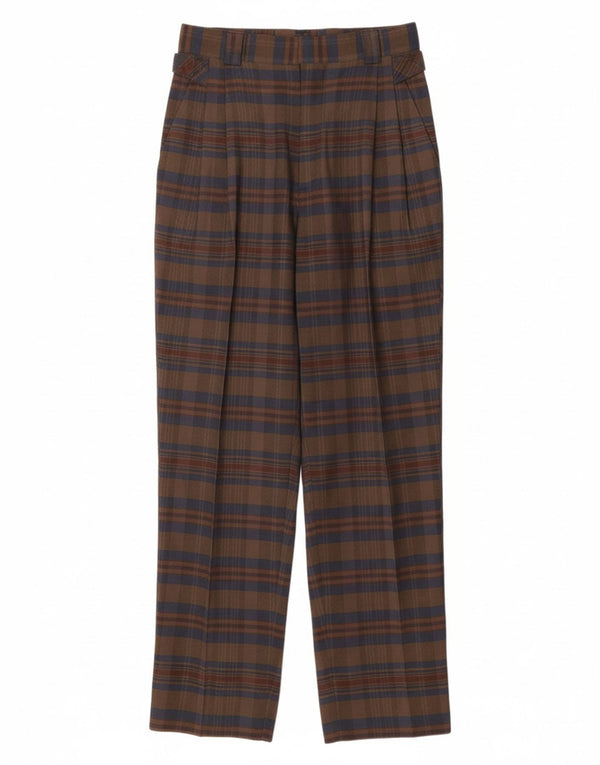 VINTAGE Γυναικείο ψηλόμεσο παντελόνι Chino IT 44 Medium W26 L29 Καφέ Check