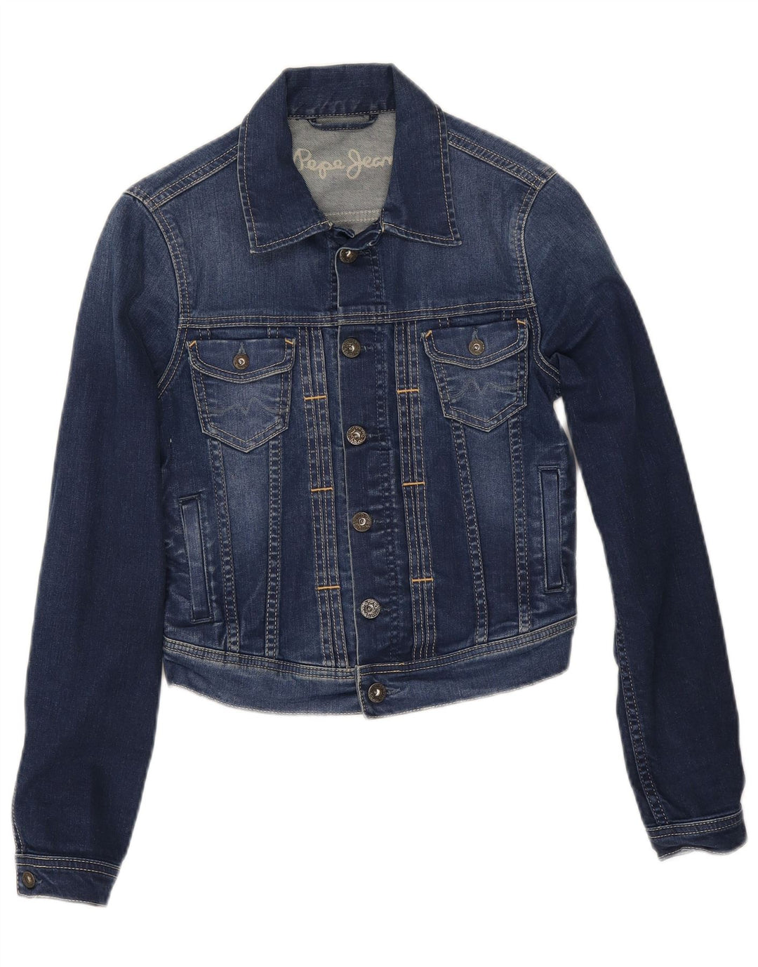 Τζιν μπουφάν PEPE Jeans Crop UK 10 Small Blue Cotton