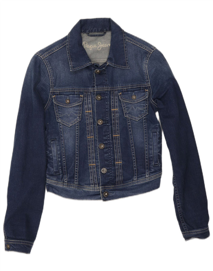 Τζιν μπουφάν PEPE Jeans Crop UK 10 Small Blue Cotton