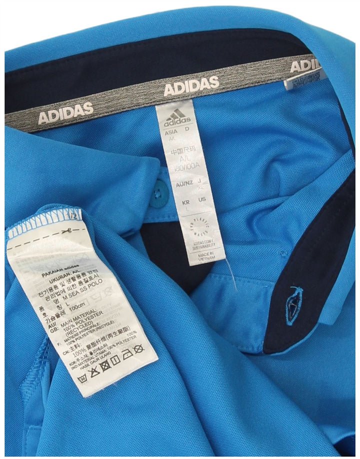 Ανδρικό πουκάμισο Adidas Polo μεγάλο μπλε πολυεστέρα