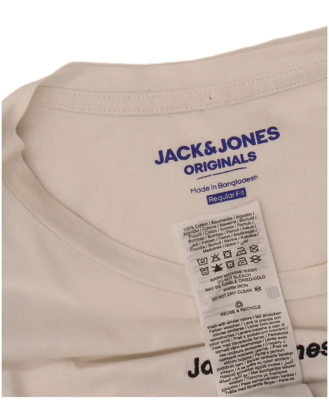 JACK & JONES Ανδρικό μπλουζάκι με αυθεντικά μπλουζάκια τοπ Μικρό λευκό χρώμα, βαμβακερό
