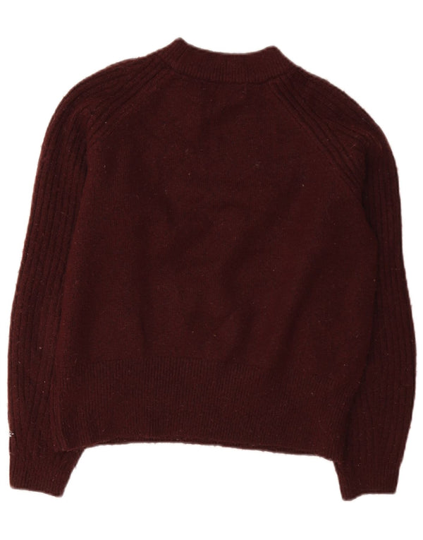 Marks & Spencer Γυναικείο πουλόβερ Crop Crew Neck Jumper UK 10 Small Burgundy