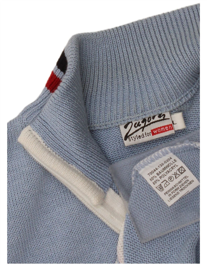 VINTAGE Γυναικείο Αμάνικο Ζακέτα UK 16 μεγάλο μπλε χρώμα