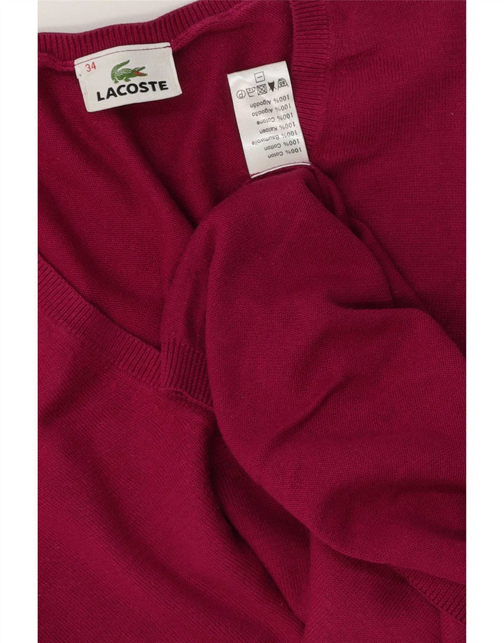 Γυναικείο πουλόβερ Lacoste με λαιμόκοψη, μέγεθος 34, μικρό ροζ βαμβακερό