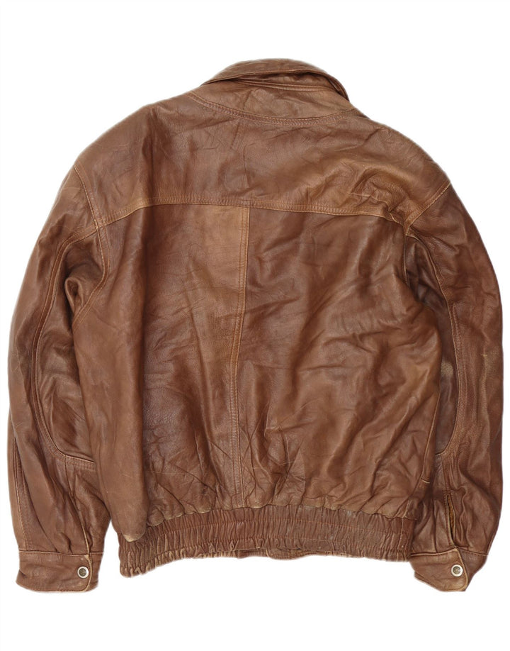 Vintage Ανδρικό Bomber Δερμάτινο Μπουφάν UK 40 Large Brown Δερμάτινο