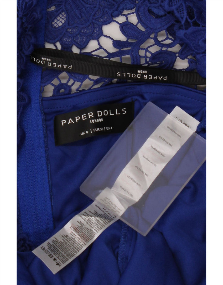 PAPER DOLLS Γυναικείο φόρεμα Off Shoulder UK 8 Small Blue Floral Polyester