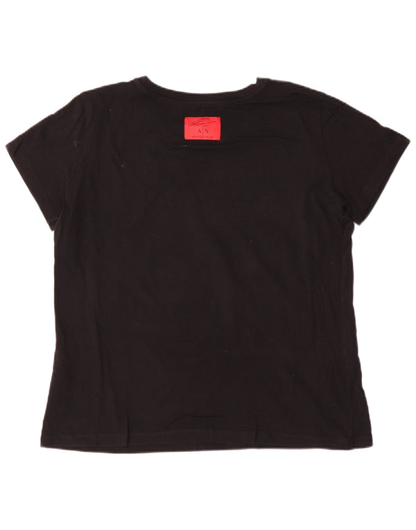 Γυναικείο γραφικό μπλουζάκι Armani Exchange Top UK 16 μεγάλο μαύρο βαμβακερό