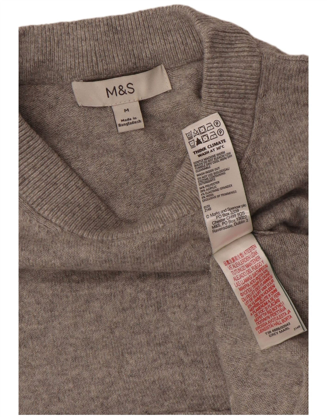 Γυναικείο πουλόβερ με λαιμόκοψη MARKS & SPENCER UK 14 Medium Grey