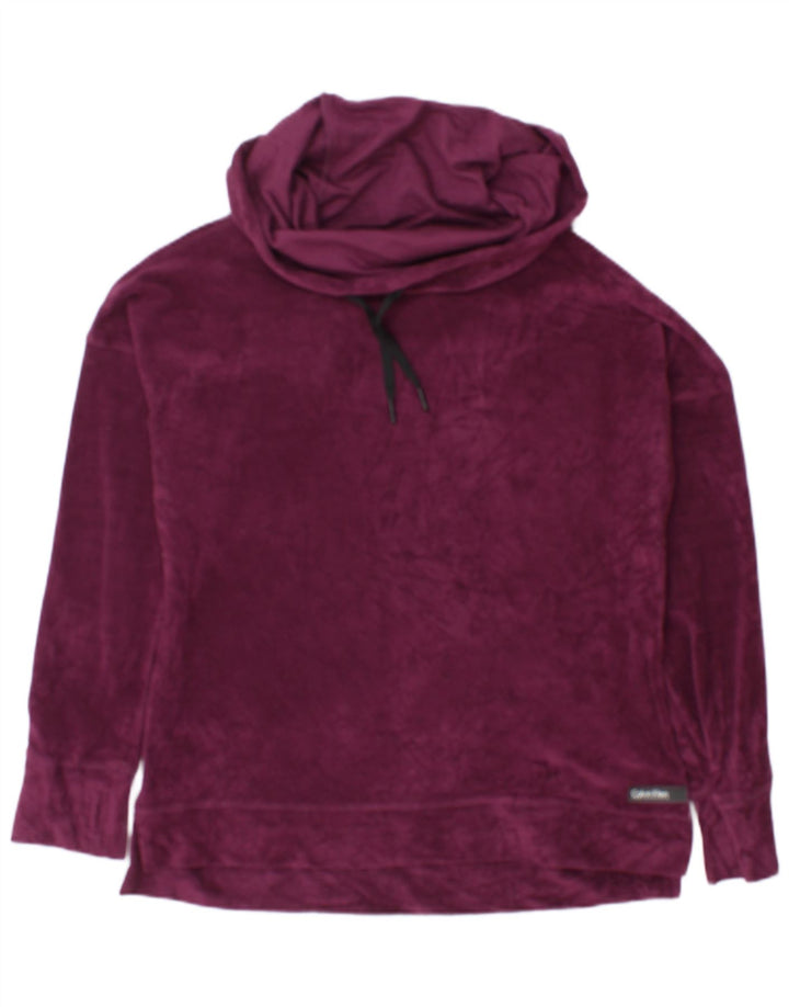 Γυναικείο βελούδινο φούτερ Calvin Klein Jumper UK 16 Large Maroon Polyester