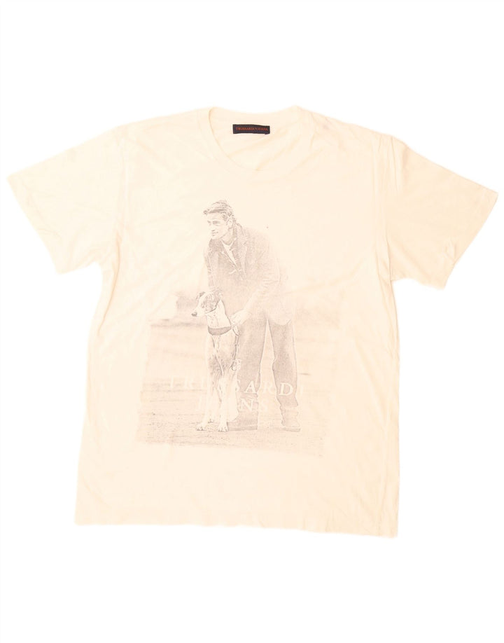 Ανδρικό γραφικό T-Shirt Trussardi Jeans Top Large White