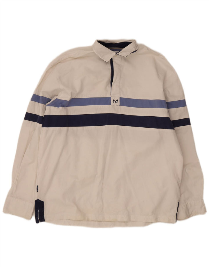 Crew Clothing Ανδρικό πουλόβερ πουκάμισο μεγάλο λευκό ριγέ βαμβακερό