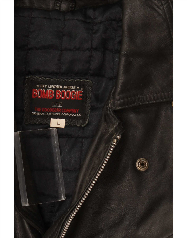 Bomb Boogie Mens Biker Jacket UK 40 Large Black
