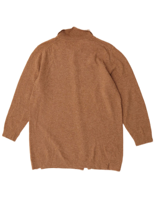 Γυναικεία ζακέτα υπερμεγέθη Benetton UK 6 XS καφέ παρθένο μαλλί