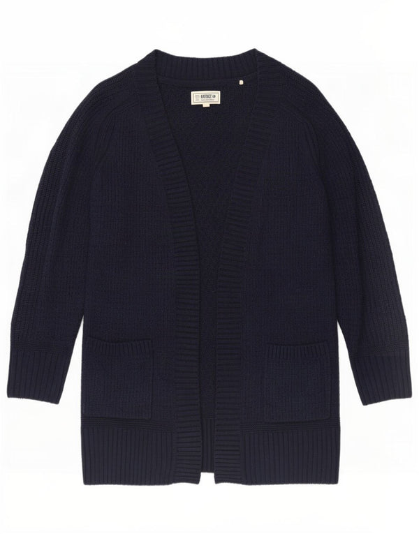 Fat Face Womens Longline Cardigan Sweater UK 14 Large Navy Blue Flecked