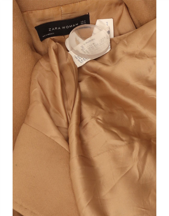 Zara Γυναικείο παλτό με διπλό στήθος UK 12 Μαλλί μεσαίου καφέ
