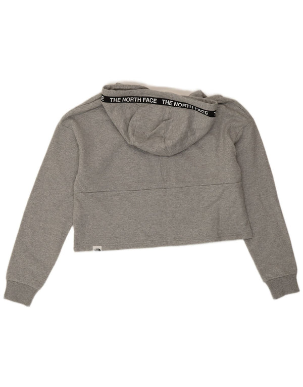 The North Face Womens Crop Graphic Hoodie Jumper UK 14 Medium Grey Flecked