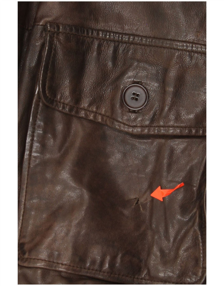 Minoronzoni 1953 Ανδρικό Δερμάτινο Μπουφάν UK 42 XL Καφέ Δερμάτινο