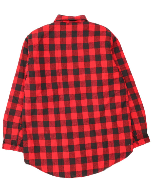 Vintage Mens Lumberjack Flannel Shirt Large Red Gingham Cotton