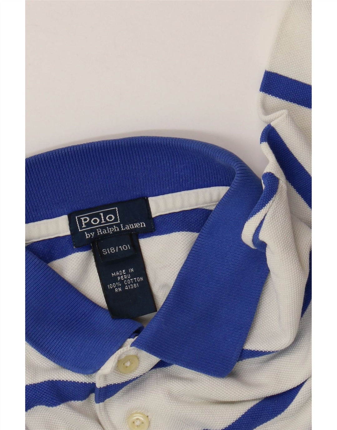 POLO RALPH LAUREN Αγόρια πουκάμισο πόλο 8-9 ετών Μικρό λευκό ριγέ βαμβακερό