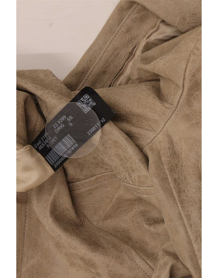 Vintage Ανδρικό Δερμάτινο Biker Jacket UK 36 Small Beige Leather