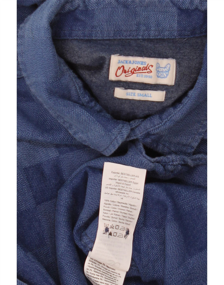 Ανδρικό πουκάμισο Jack & Jones Μικρό μπλε βαμβακερό Gingham