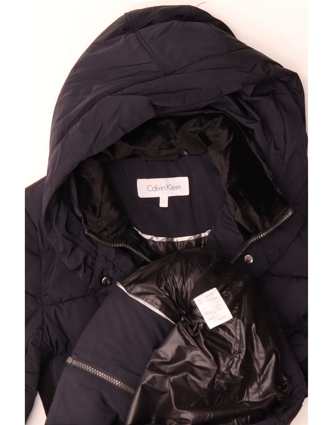 CALVIN KLEIN Γυναικείο υπερμεγέθη παλτό UK 10 Small Navy Blue