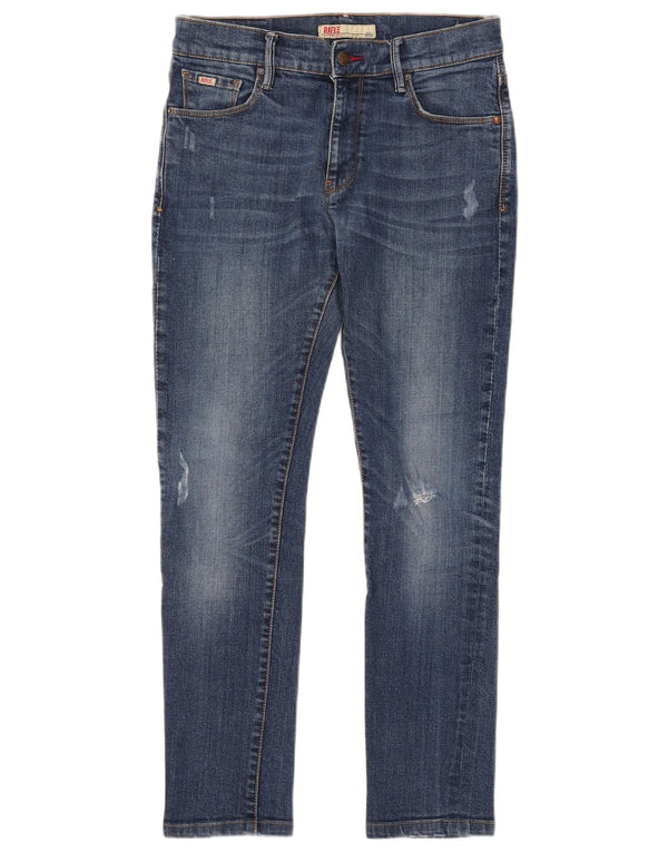 Rifle Womens Distressed Slim Jeans W30 L28 Blue Cotton