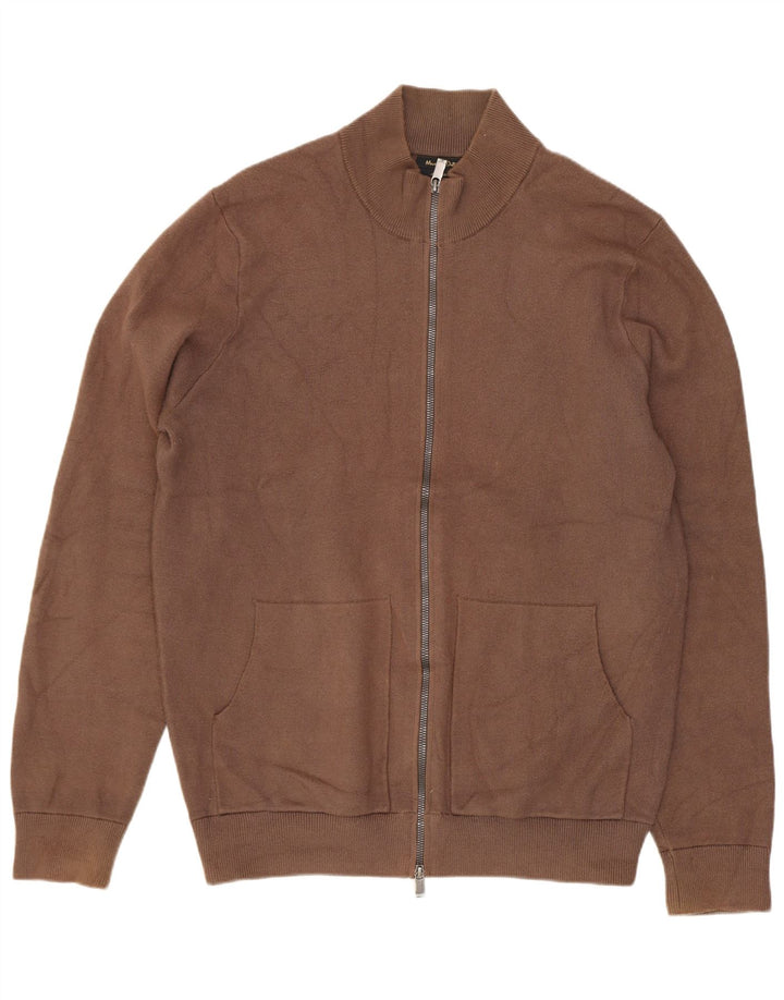 Ανδρικό πουλόβερ ζακέτα Massimo Dutti σε μεγάλο καφέ βισκόζη