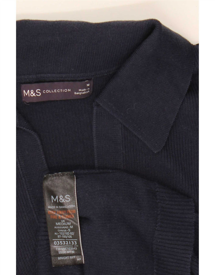 Marks & Spencer Γυναικείο πουκάμισο πόλο UK 12 Medium Navy Blue βαμβακερό